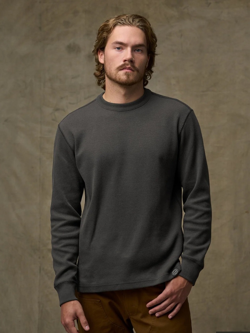 Filson Thermal Waffle Knit Crewneck Men’s M in Faded Black Outdoors Gorpcore